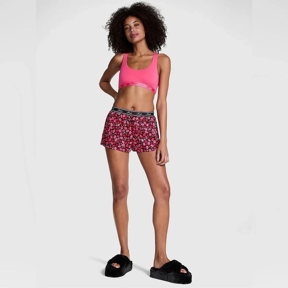 Victoria’s Secret PINK Black Fruit Cherry Strawberry Pajama Sleep Shorts Small